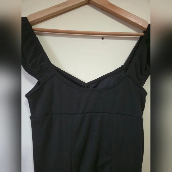 3/$20 AEROPOSTALE Black Sweetheart Pointelle Fit & Flare Mini Dress, xsmall - Picture 8 of 9